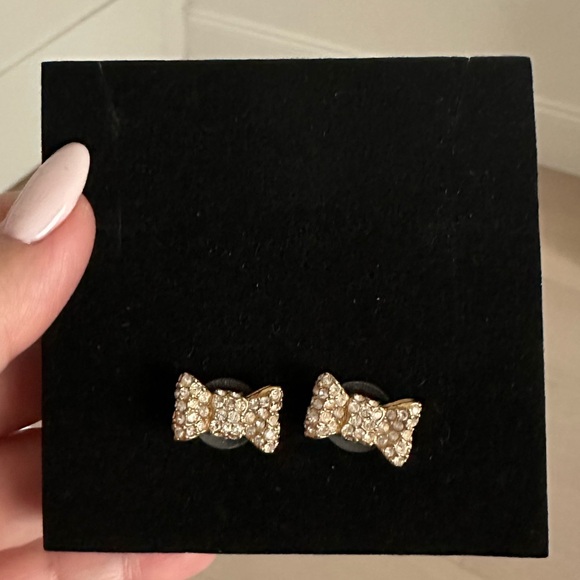 Kate Spade Gold Bow crystals throughout Stud Earrings - like new - Picture 2 of 8